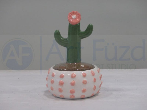 Floral Cactus Box ~ 3.25 in. dia. x 5 in. high