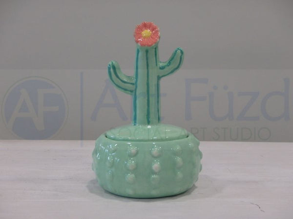 Floral Cactus Box ~ 3.25 in. dia. x 5 in. high