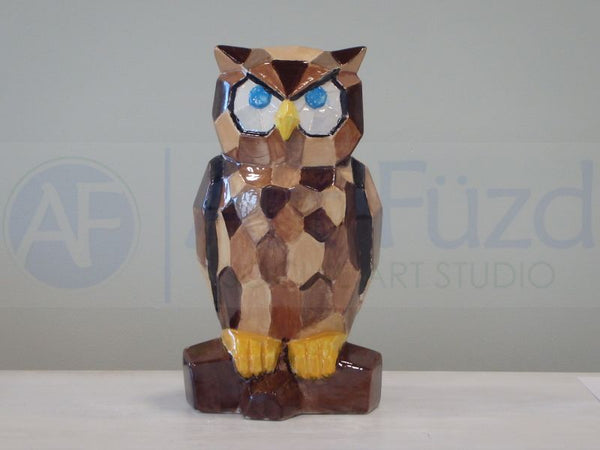 Faceted Owl Figurine ~ 6.5 x 6 x 11.25
