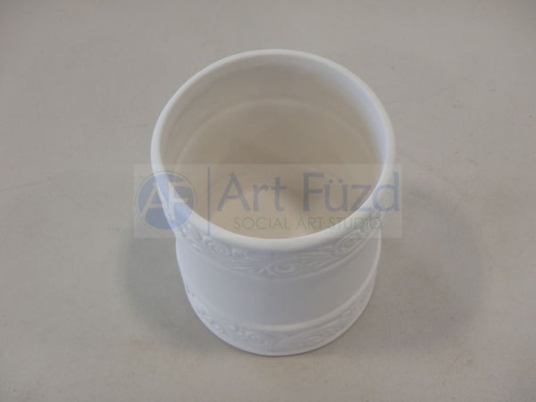 Round Flourish Container with Scroll Detail ~ 4.25 x 4.25 x 4.25