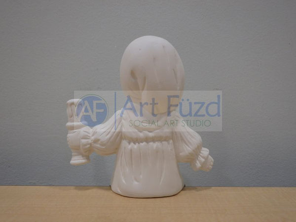 Shelf Sitting Girl in Pajamas and Stocking Cap Holding Candle Up in Left Hand Figurine ~ 5 x 3.5 x 7.5