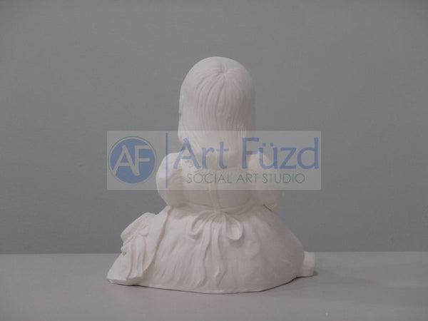 Young Girl in Lace Dress Reading Book Figurine ~ 6.5 x 6 x 6.5