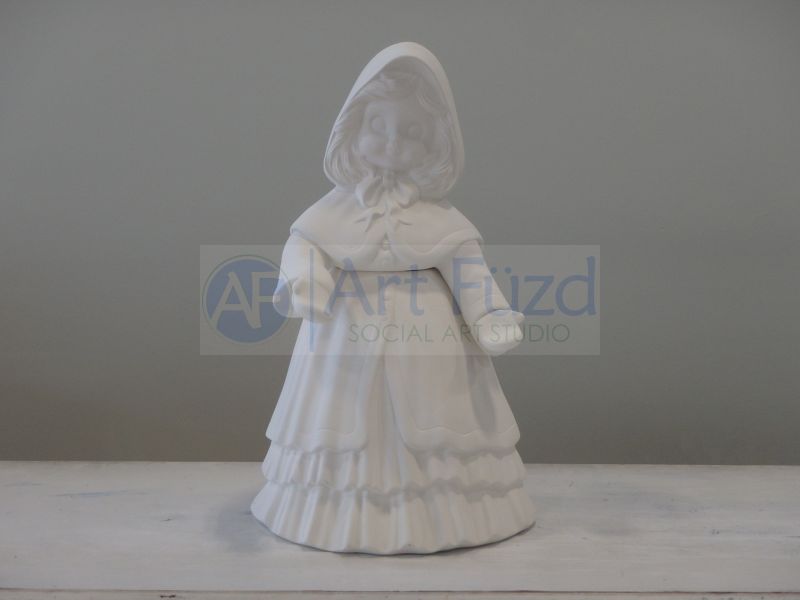 Large Tall Female Christmas Caroler Wearing Cape and Ruffled Dress (2 pieces)