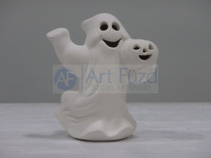 Small Ghost Holding Jack-O-Lantern in Left Hand