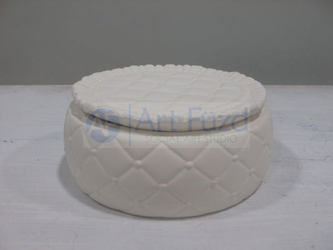Large Round Quilted Box, includes Stopper