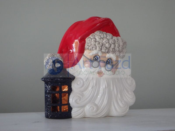 Large Light Up Santa holding Lantern, includes Light Kit ~ 11 x 11.5 x 4