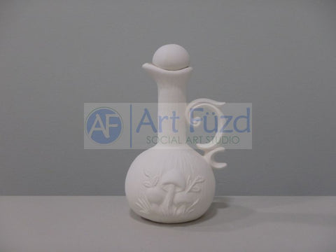 Oil Decanter with Mushroom Motif and Ball Top ~ 3.75 x 3.5 x 6.25
