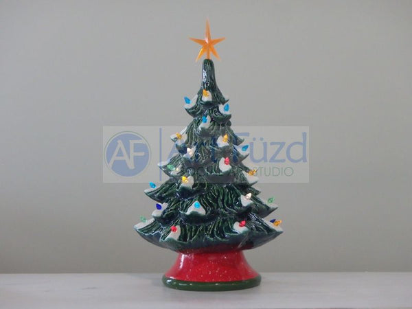 Medium Traditional Christmas Tree with Base, includes Light Kit ~ 9.5 x 14