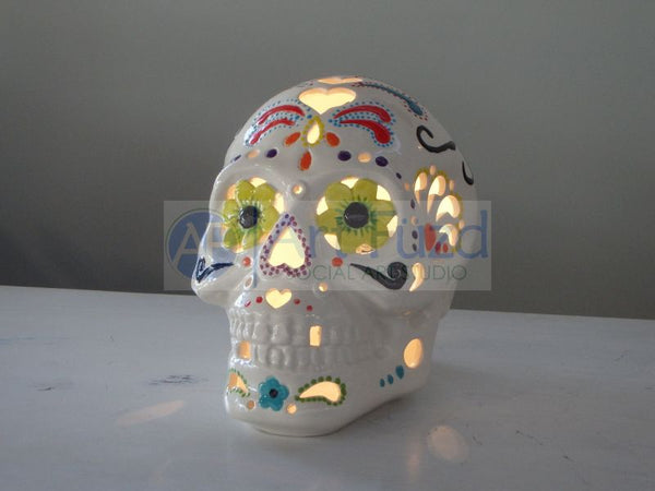 Sugar Skull Figurine, includes Light Kit ~ 5.25 x 6.25