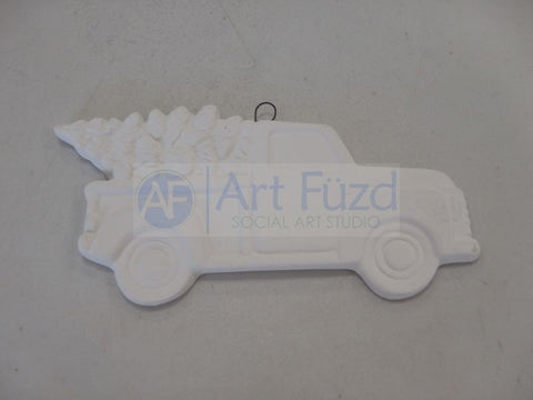 Flat Truck with Tree Holiday Ornament ~ 5 x 2.25