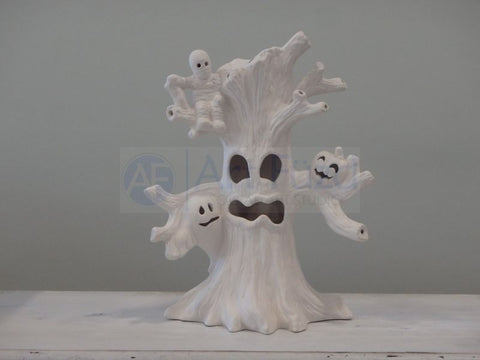 Haunted Halloween Tree LIght Up Figurine, includes Light Kit ~ 10 x 13