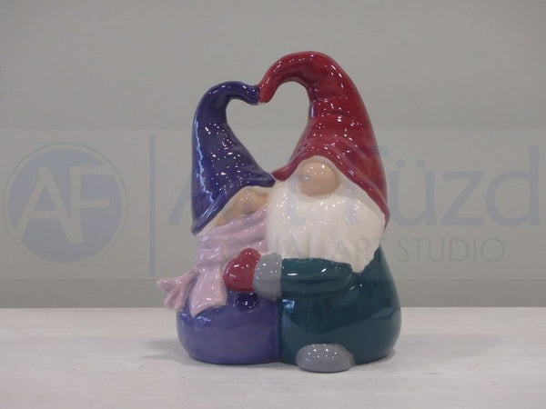 Hugging Gnome and Snowman Figurine ~ 5 x 7.25