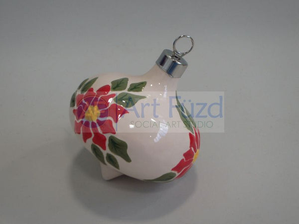 Poinsettia Curvy Retro Holiday Ornament (4 Colors) ~ 3 x 3