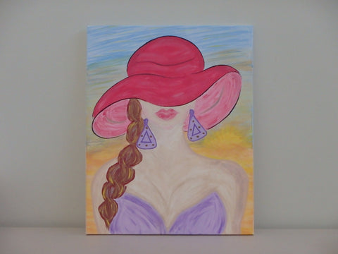 Glamour Gal with Hat - 16 x 20