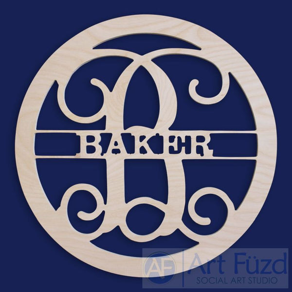 Personalized Family Monogram with Name ~ 22 in. dia.