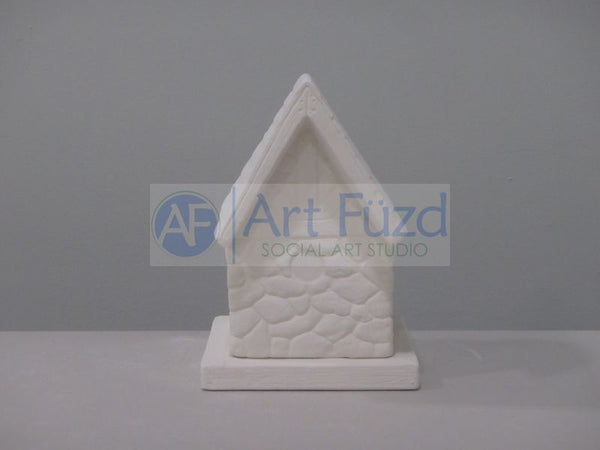 Decorative Birdhouse with Rock Sides, includes Square Base ~ 4 x 5 x 6, base 5 x 5 x 0.5