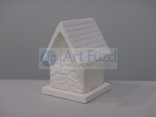 Decorative Birdhouse with Rock Sides, includes Square Base ~ 4 x 5 x 6, base 5 x 5 x 0.5