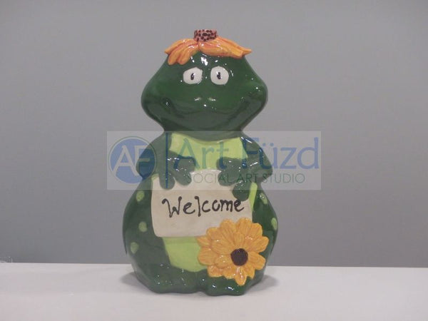 Large Cute Frog with Garden Sign and Large Flower Figurine ~ 6 x 3.75 x 9