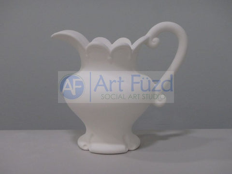 Large Water Pitcher with Scalloped Edge and Double Scroll Handle ~ 9.5 x 6.5 x 8.5