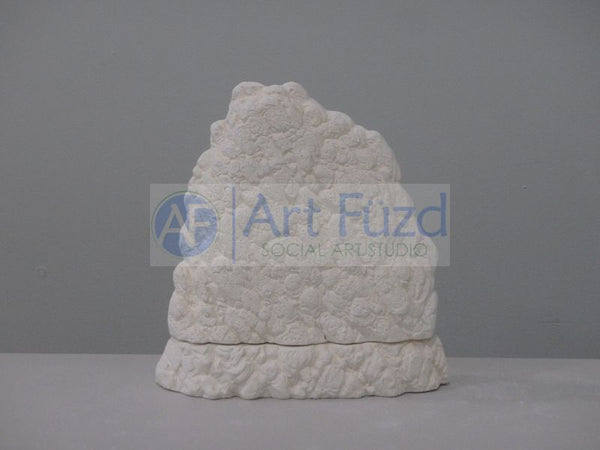 Medium Carved Out Stone Lantern with Flying Eagle Inside and Matching Base ~ 8 x 3.25 x 8.25