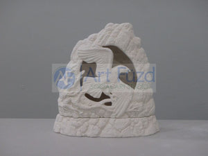 Medium Carved Out Stone Lantern with Flying Eagle Inside and Matching Base ~ 8 x 3.25 x 8.25