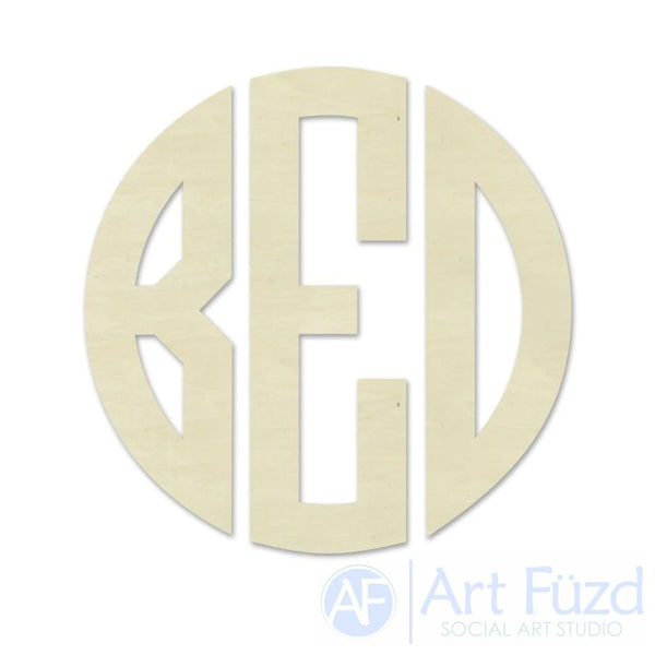 Personalized Open Cut Circular Monogram with 3 Block Letters - CHOOSE 18.5" or 34" dia.