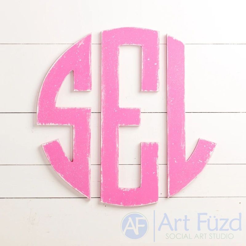 Personalized Open Cut Circular Monogram with 3 Block Letters - CHOOSE 18.5" or 34" dia.