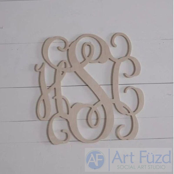 Personalized Open Square Joined Script Monogram with 3 Letters - CHOOSE 18" or 24" dia.