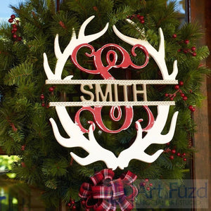 Personalized Antler Monogram with Name - 18 x 20