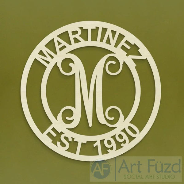 Personalized Double Circle Family Monogram with Name and Year Established - 24" dia.
