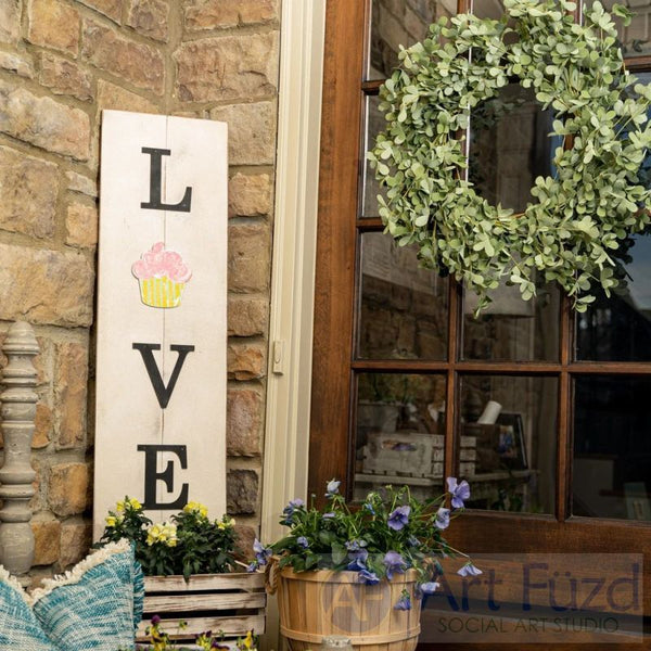 Multi-Season LOVE Porch Sign with Interchangeable Shapes ready-to-paint project kit - 11 x 36
