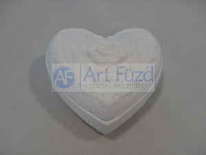 Small Ornate Footed Heart Box with Rose Design ~ 2 x 2 x 3