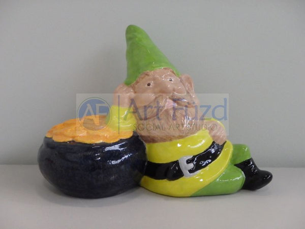 Large Gnome with Pot of Gold Figurine ~ 11.5 x 6 x 7.75