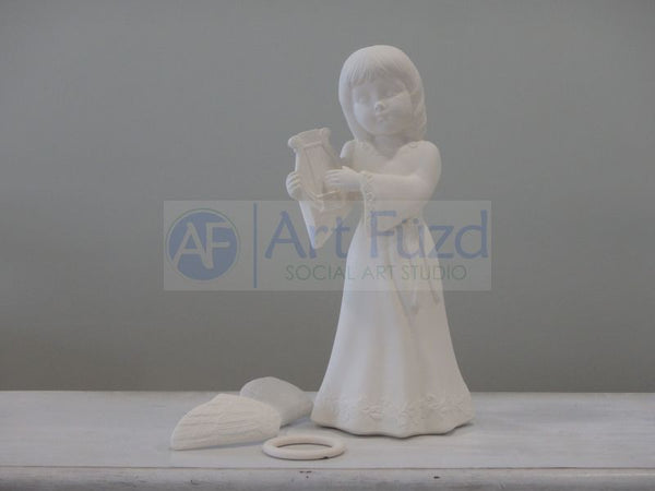 Tall Realistic Angel Playing the Harp ~ 14 in. high
