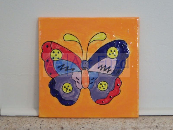 Butterfly Party Tile ~ 6 in. square x 0.25 in. thick
